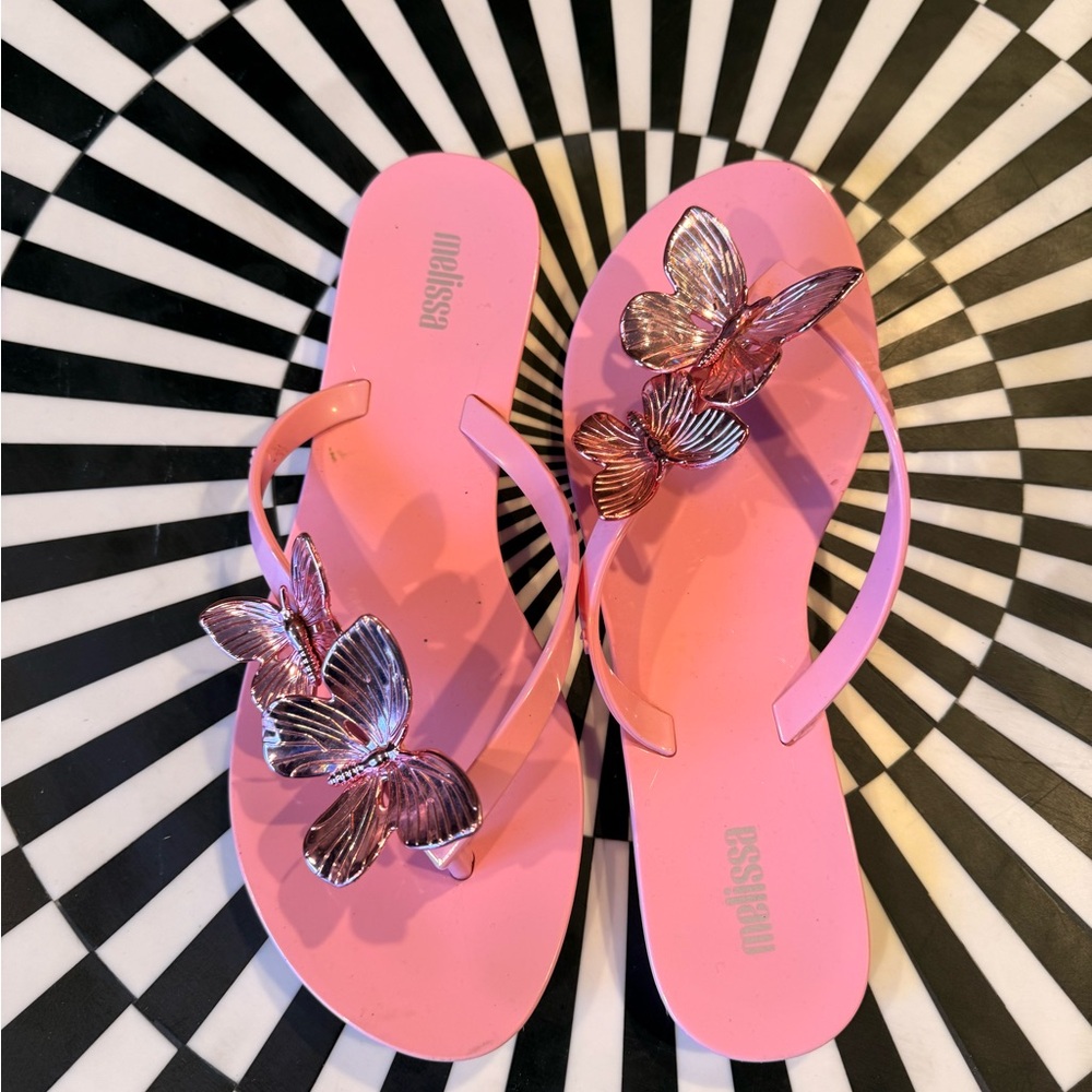 Melissa Pink Women's Sandals with Butterfly Accents - Picture 2 of 5